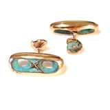 Pair of bronze cufflinks with blue patina inspired by Barbara Hepworth